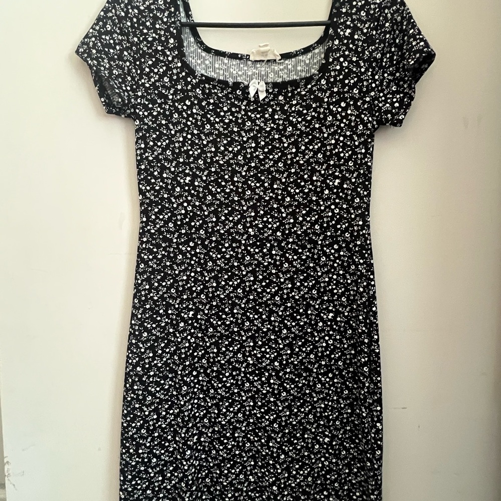 Floral Black and White Dress